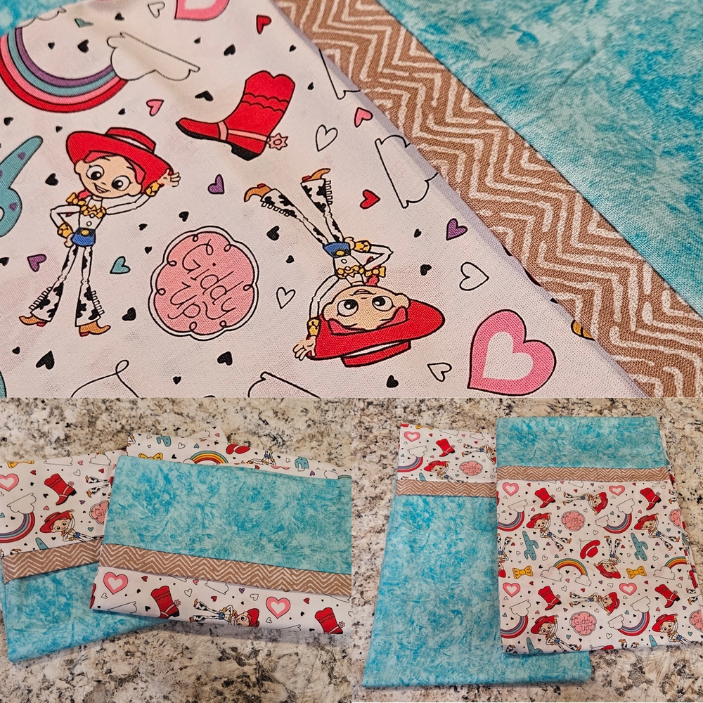Handmade Toy Story Themed Pillowcase Set - Blue and White
